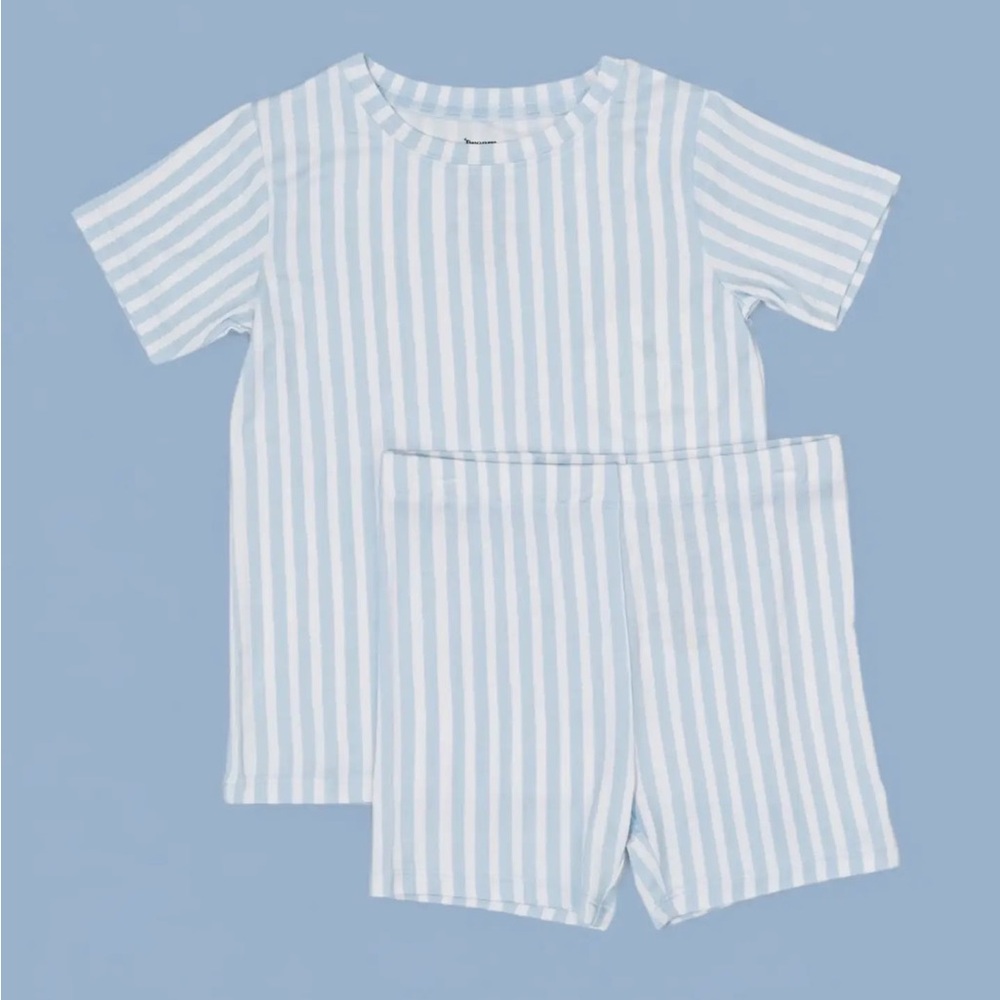 Dream Big Little Co. Soft Blue and White Striped Kids Pajama Set 3T 4T